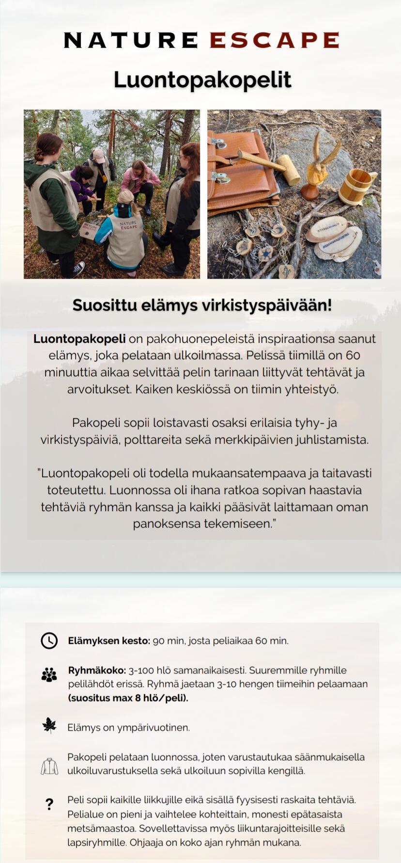 Elämyskellunnan hinnastot